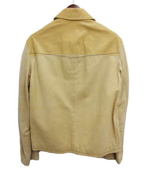 HERMES（エルメス）HERMES (エルメス) 切替レザージャケット ベージュ サイズ:46の古着・服飾アイテム