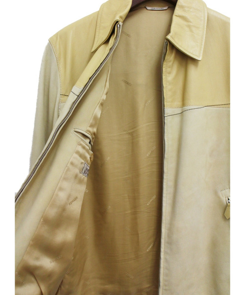 HERMES（エルメス）HERMES (エルメス) 切替レザージャケット ベージュ サイズ:46の古着・服飾アイテム