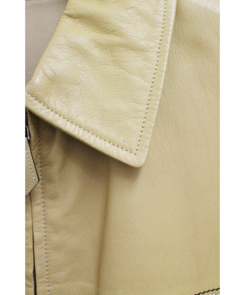 HERMES（エルメス）HERMES (エルメス) 切替レザージャケット ベージュ サイズ:46の古着・服飾アイテム