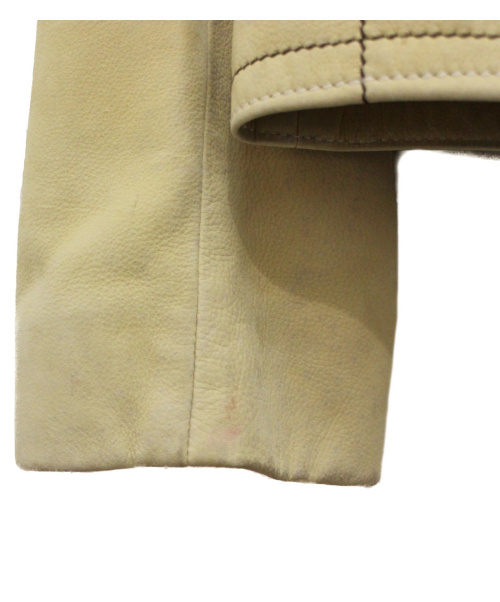 HERMES（エルメス）HERMES (エルメス) 切替レザージャケット ベージュ サイズ:46の古着・服飾アイテム