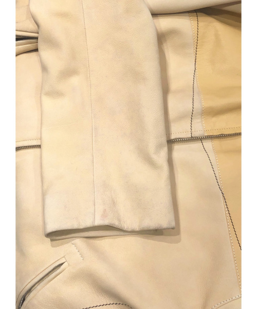 HERMES（エルメス）HERMES (エルメス) 切替レザージャケット ベージュ サイズ:46の古着・服飾アイテム