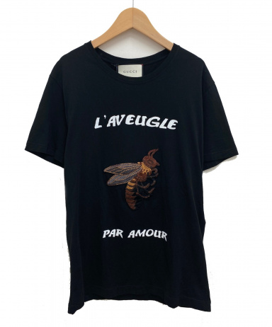 【希少】GUCCI アングリーキャット Tシャツ エンブロイダリー 100% Authentic GUCCI Angry Cat Embroidered Cotton Jersey T-Shirt