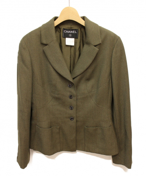 CHANEL（シャネル）CHANEL (シャネル) 切替ジャケット カーキ サイズ:40の古着・服飾アイテム