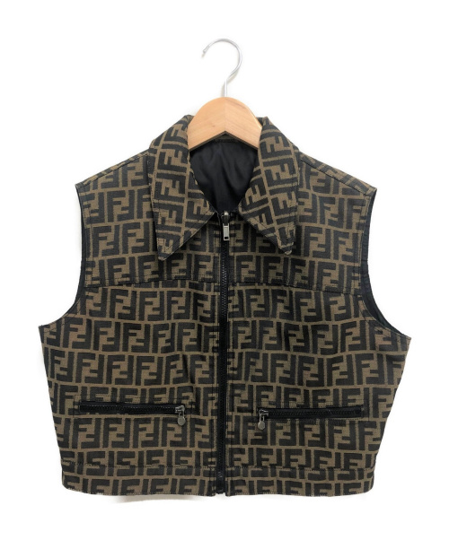 FENDI（フェンディ）FENDI (フェンディ) ズッカ柄ジップアップベスト ベージュ サイズ:44の古着・服飾アイテム