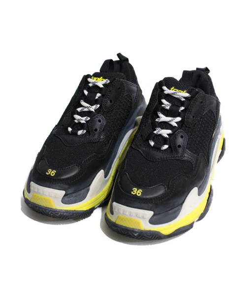 BALENCIAGA（バレンシアガ）BALENCIAGA (バレンシアガ) Triple S ブラック×イエロー サイズ:24 triple Sの古着・服飾アイテム