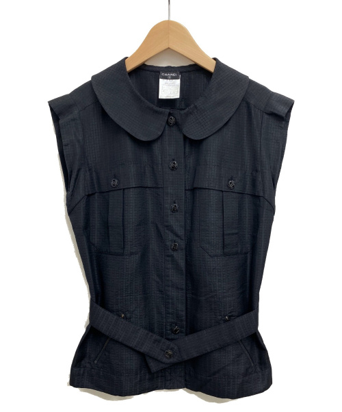 CHANEL（シャネル）CHANEL (シャネル) ノースリーブブラウス ブラック サイズ:38の古着・服飾アイテム
