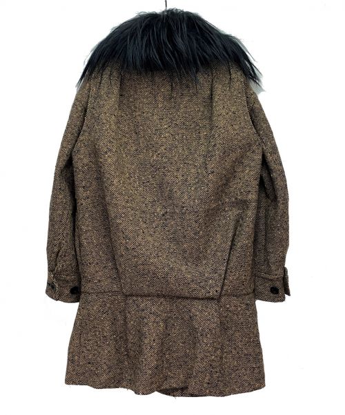 sacai（サカイ）sacai (サカイ) GOATファーツイードミリタリーコート キャメル サイズ:1の古着・服飾アイテム