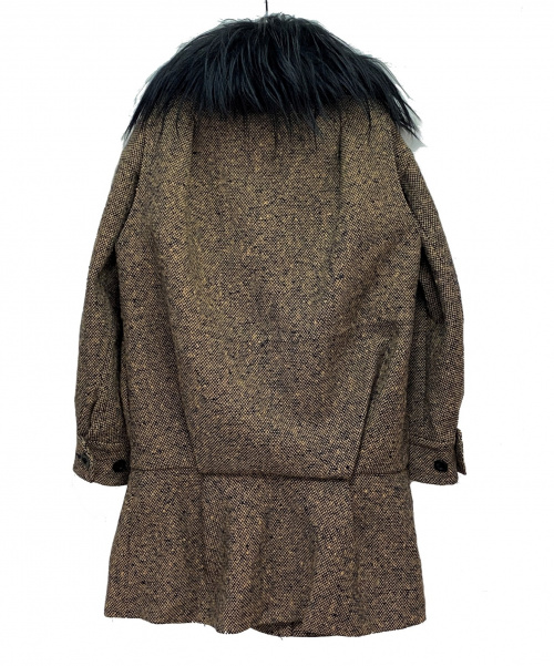 sacai（サカイ）sacai (サカイ) GOATファーツイードミリタリーコート キャメル サイズ:1の古着・服飾アイテム