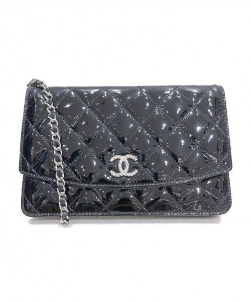 CHANEL（シャネル）CHANEL (シャネル) チェーンショルダーウォレット ブラック サイズ:- ブリリアント エナメルの古着・服飾アイテム