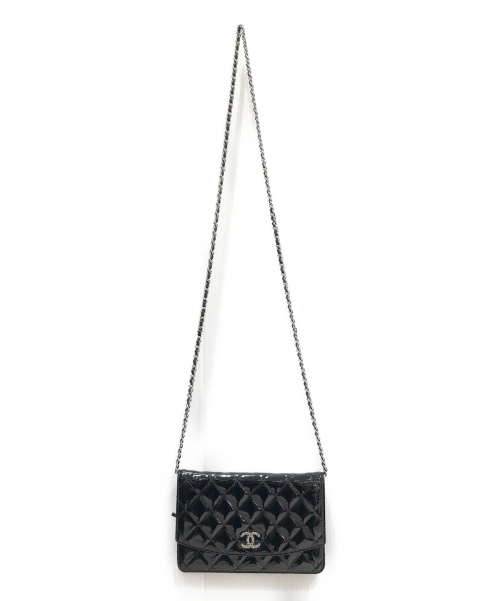 CHANEL（シャネル）CHANEL (シャネル) チェーンショルダーウォレット ブラック サイズ:- ブリリアント エナメルの古着・服飾アイテム