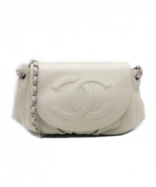 CHANEL（シャネル）CHANEL (シャネル) ココマークハーフムーンチェーンショルダーバッグ アイボリー サイズ:- 12646551の古着・服飾アイテム
