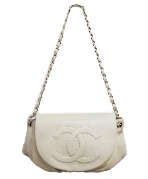 CHANEL（シャネル）CHANEL (シャネル) ココマークハーフムーンチェーンショルダーバッグ アイボリー サイズ:- 12646551の古着・服飾アイテム