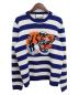 GUCCI（グッチ）の古着「タイガーヘッドストライプセーター」｜ブルー×ホワイト