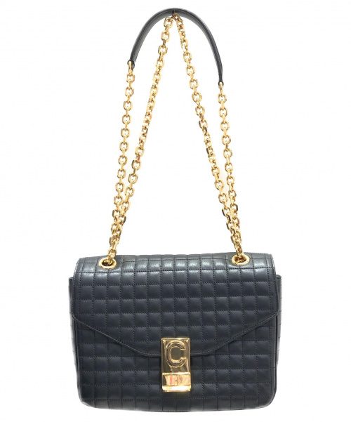 CELINE（セリーヌ）CELINE (セリーヌ) キルティングチェーンショルダーバッグ ブラック サイズ:ミディアム C(セー)の古着・服飾アイテム