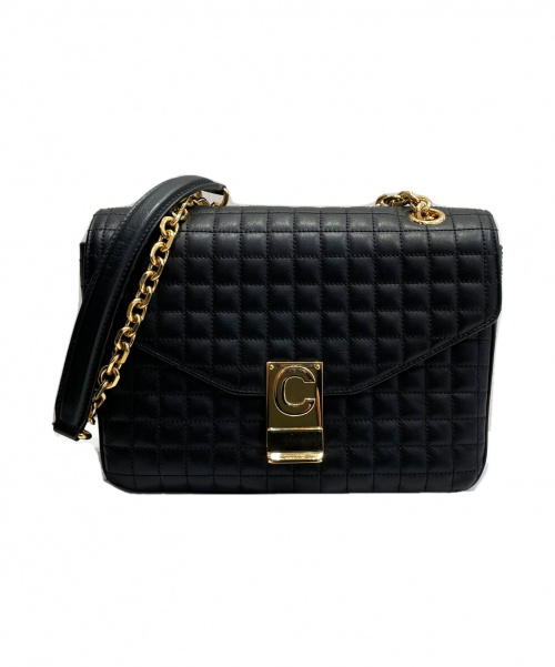 CELINE（セリーヌ）CELINE (セリーヌ) キルティングチェーンショルダーバッグ ブラック サイズ:ミディアム C(セー)の古着・服飾アイテム