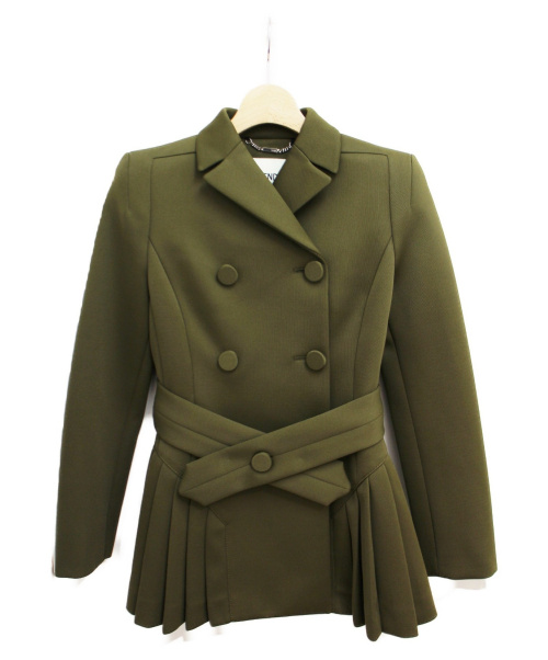 FENDI（フェンディ）FENDI (フェンディ) プリーツダブルジャケット オリーブ サイズ:38の古着・服飾アイテム