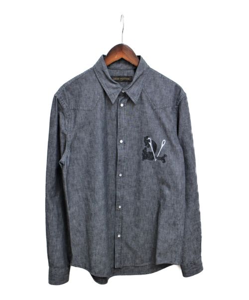 LOUIS VUITTON（ルイ ヴィトン）LOUIS VUITTON (ルイ ヴィトン) × Christopher Nemeth デニムシャツ グレー サイズ:Mの古着・服飾アイテム