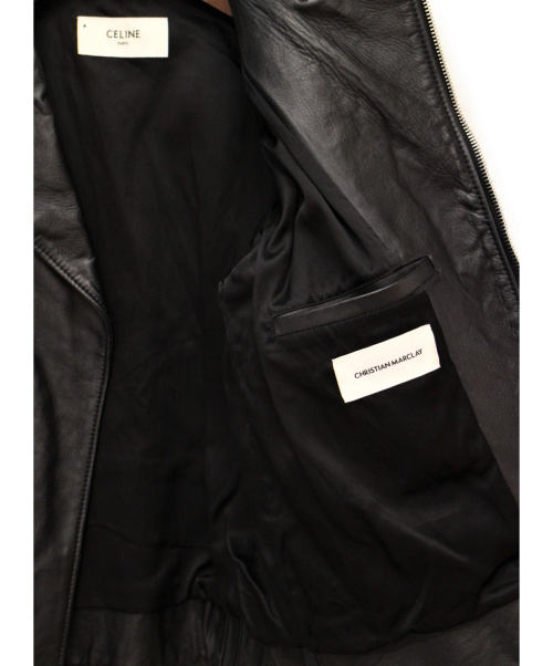 CELINE（セリーヌ）CELINE (セリーヌ) クラシックバイカージャケット ブラック サイズ:48の古着・服飾アイテム