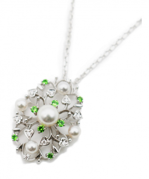 MIKIMOTO（ミキモト）MIKIMOTO (ミキモト) ガーネットパールネックレス サイズ:- K18WG ダイヤモンド デマントイドガーネットの古着・服飾アイテム
