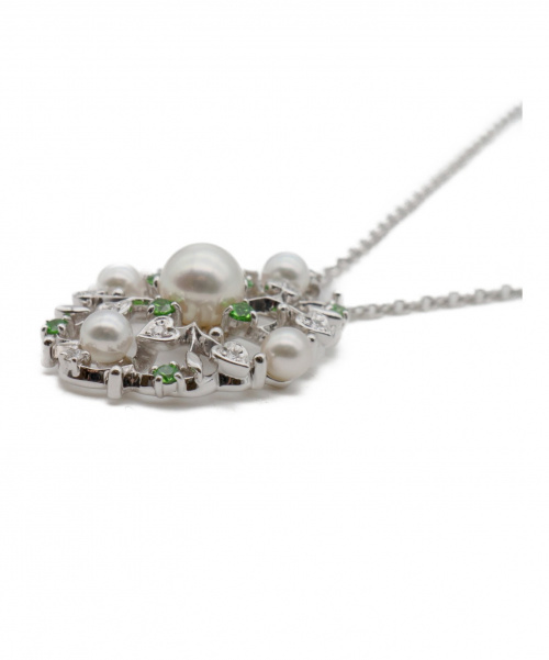 MIKIMOTO（ミキモト）MIKIMOTO (ミキモト) ガーネットパールネックレス サイズ:- K18WG ダイヤモンド デマントイドガーネットの古着・服飾アイテム