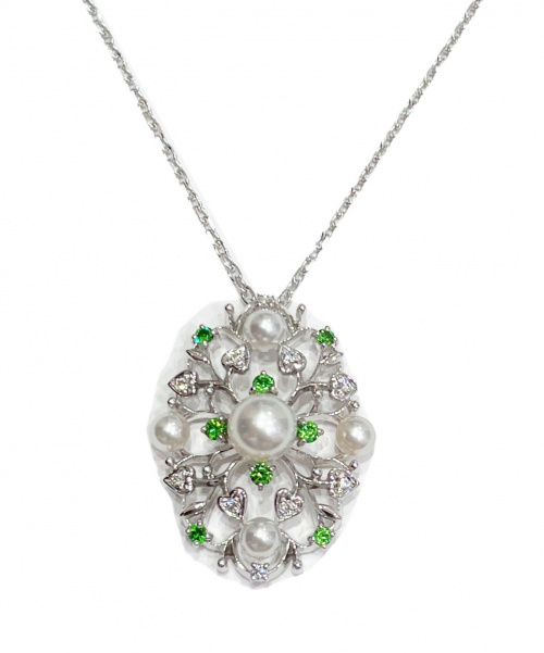MIKIMOTO（ミキモト）MIKIMOTO (ミキモト) ガーネットパールネックレス サイズ:- K18WG ダイヤモンド デマントイドガーネットの古着・服飾アイテム