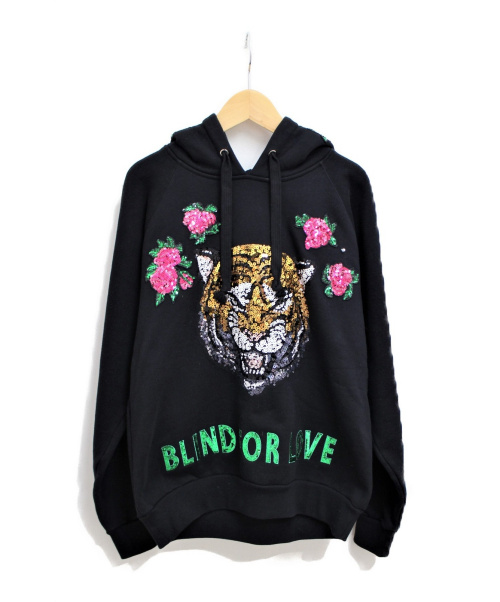 GUCCI（グッチ）GUCCI (グッチ) スパンコールタイガー装飾フーディ ブラック サイズ:XSの古着・服飾アイテム