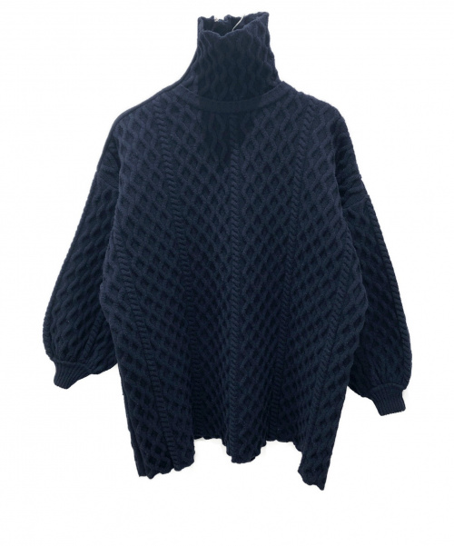 LOEWE（ロエベ）LOEWE (ロエベ) ケーブルハイネックニット ネイビー サイズ:Sの古着・服飾アイテム