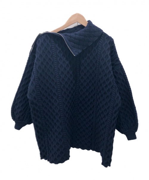 LOEWE（ロエベ）LOEWE (ロエベ) ケーブルハイネックニット ネイビー サイズ:Sの古着・服飾アイテム