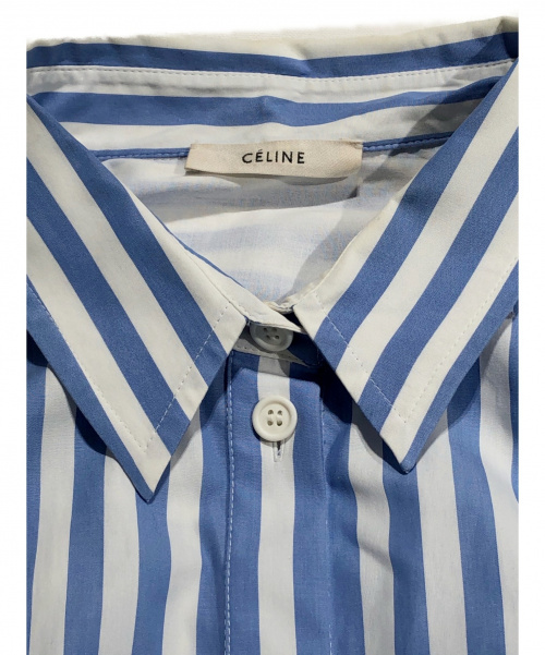 CELINE（セリーヌ）CELINE (セリーヌ) ストライプシャツワンピース ブルー サイズ:42の古着・服飾アイテム