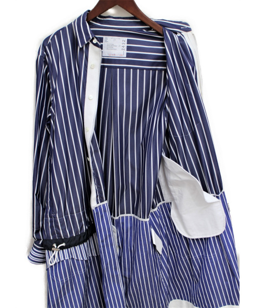 sacai（サカイ）sacai (サカイ) 20SS Cotton Poplin Coat ブルー×ホワイト サイズ:1の古着・服飾アイテム