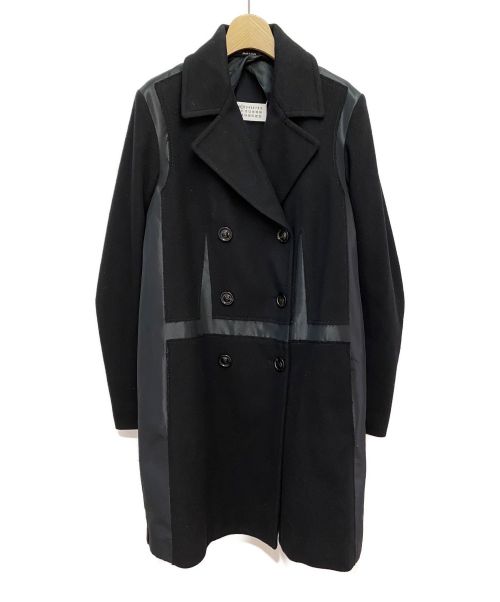 Maison Margiela（メゾンマルジェラ）Maison Margiela (メゾンマルジェラ) ウールカシミヤ切替チェスターコート ブラック サイズ:40の古着・服飾アイテム