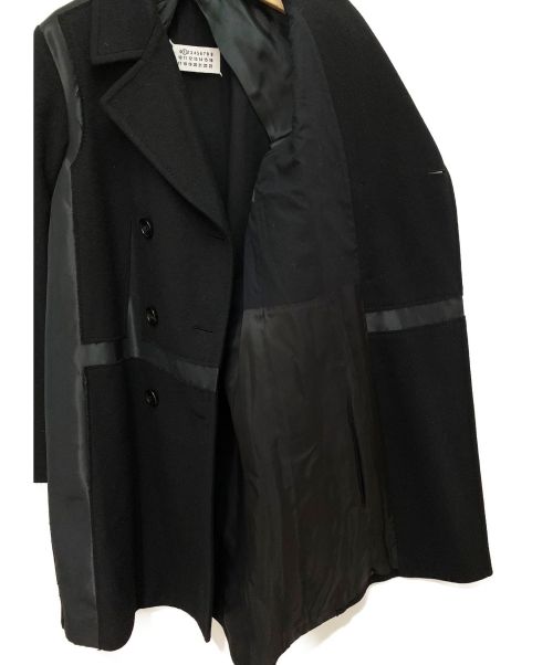 Maison Margiela（メゾンマルジェラ）Maison Margiela (メゾンマルジェラ) ウールカシミヤ切替チェスターコート ブラック サイズ:40の古着・服飾アイテム