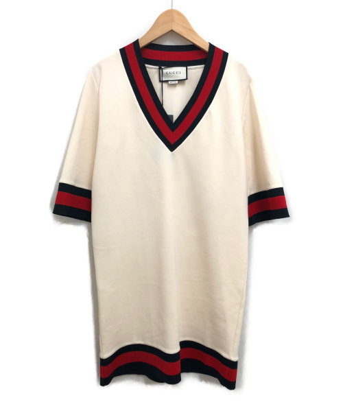 GUCCI（グッチ）GUCCI (グッチ) Vネックウェブラインワンピース アイボリー サイズ:XSの古着・服飾アイテム