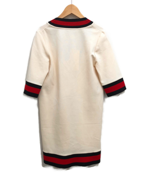 GUCCI（グッチ）GUCCI (グッチ) Vネックウェブラインワンピース アイボリー サイズ:XSの古着・服飾アイテム