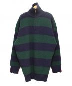 BALENCIAGAバレンシアガ）の古着「切替ボーダーオーバーサイズニット」｜ネイビー×レッド