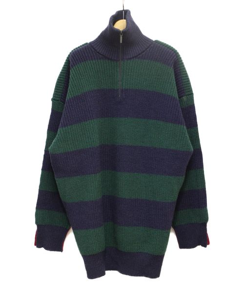 BALENCIAGA（バレンシアガ）BALENCIAGA (バレンシアガ) 切替ボーダーオーバーサイズニット ネイビー×レッド サイズ:XS 未使用品の古着・服飾アイテム
