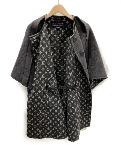 LOUIS VUITTON（ルイ ヴィトン）LOUIS VUITTON (ルイ ヴィトン) シルク混モノグラムケープ グレー×ブラック サイズ:40の古着・服飾アイテム