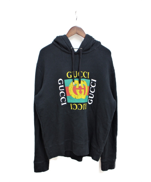 GUCCI（グッチ）GUCCI (グッチ) プルオーバーパーカー ブラック サイズ:Lの古着・服飾アイテム