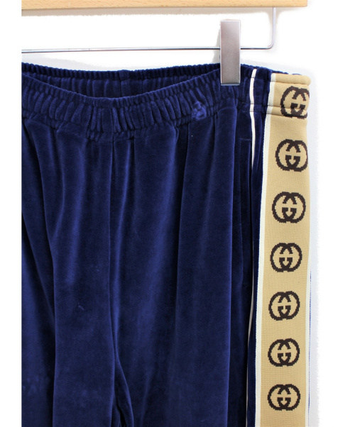 GUCCI（グッチ）GUCCI (グッチ) 20SS ルーズシェニールジョギングベロアトラックパンツ ブルー サイズ:Sの古着・服飾アイテム