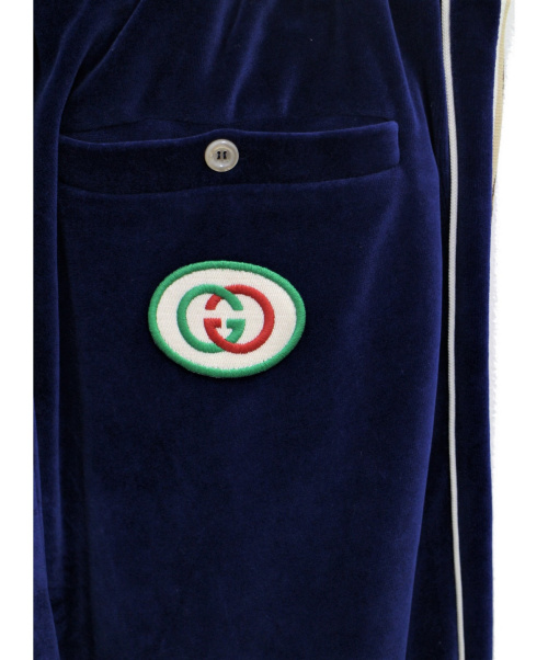 GUCCI（グッチ）GUCCI (グッチ) 20SS ルーズシェニールジョギングベロアトラックパンツ ブルー サイズ:Sの古着・服飾アイテム