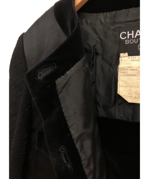 CHANEL（シャネル）CHANEL (シャネル) ベロア切替セットアップジャケット ブラック サイズ:40の古着・服飾アイテム