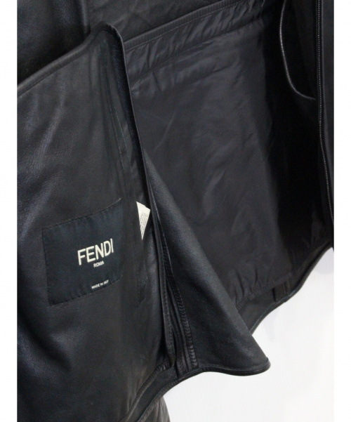 FENDI（フェンディ）FENDI (フェンディ) ラムレザーモンスターフーディ ブラック サイズ:46の古着・服飾アイテム