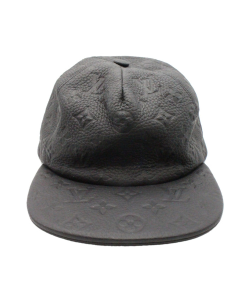 LOUIS VUITTON（ルイ ヴィトン）LOUIS VUITTON (ルイ ヴィトン) モノグラム型押しレザーキャップ ブラックの古着・服飾アイテム
