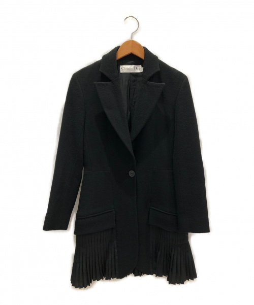 Christian Dior（クリスチャン ディオール）Christian Dior (クリスチャン ディオール) プリーツコンビロングジャケット ブラック サイズ:36の古着・服飾アイテム