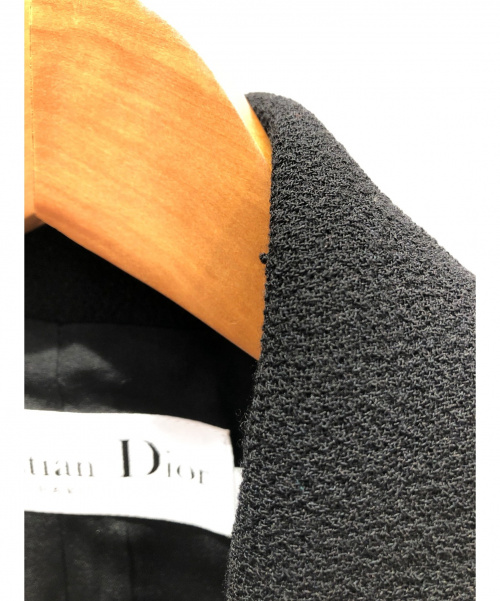 Christian Dior（クリスチャン ディオール）Christian Dior (クリスチャン ディオール) プリーツコンビロングジャケット ブラック サイズ:36の古着・服飾アイテム