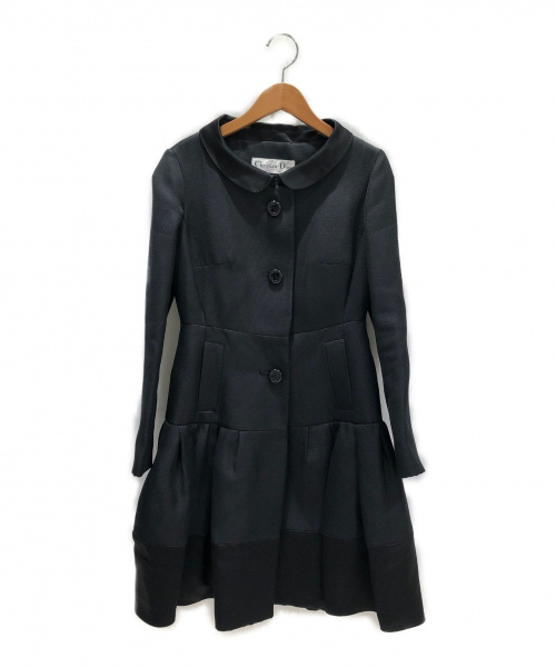 Christian Dior（クリスチャン ディオール）Christian Dior (クリスチャン ディオール) シルク混コート ブラック サイズ:36の古着・服飾アイテム
