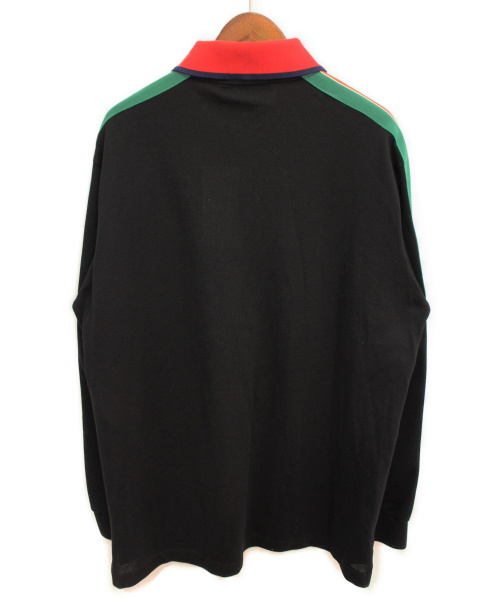 GUCCI（グッチ）GUCCI (グッチ) 19AW ロゴロングスリーブポロシャツ ブラック×レッド サイズ:XLの古着・服飾アイテム