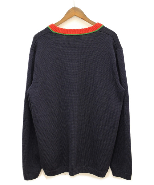 GUCCI（グッチ）GUCCI (グッチ) NYヤンキースパッチVネックニット ネイビー×レッド サイズ:Lの古着・服飾アイテム