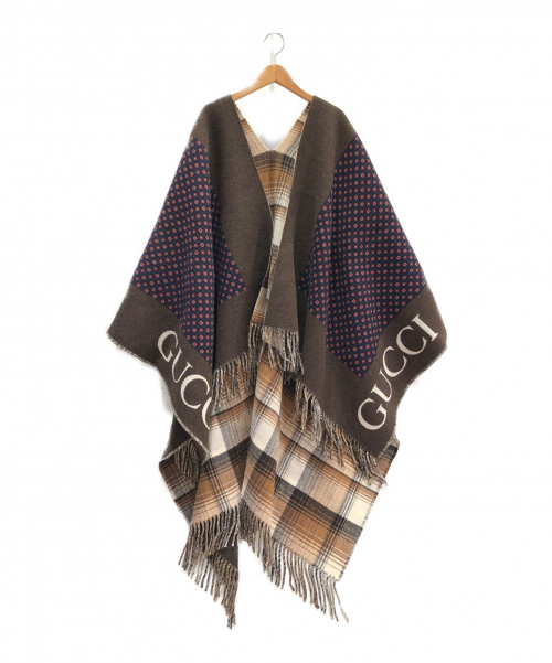 GUCCI（グッチ）GUCCI (グッチ) リバーシブルポンチョ ブラウン サイズ:-の古着・服飾アイテム