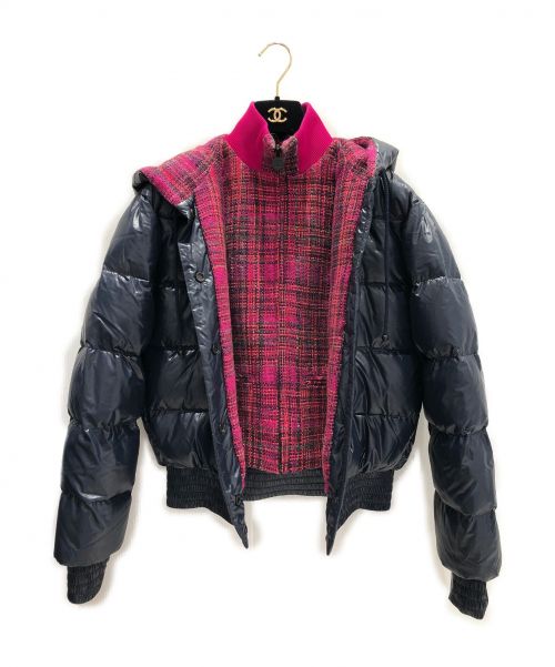 CHANEL（シャネル）CHANEL (シャネル) レイヤードデザインダウンジャケット ネイビー サイズ:36の古着・服飾アイテム
